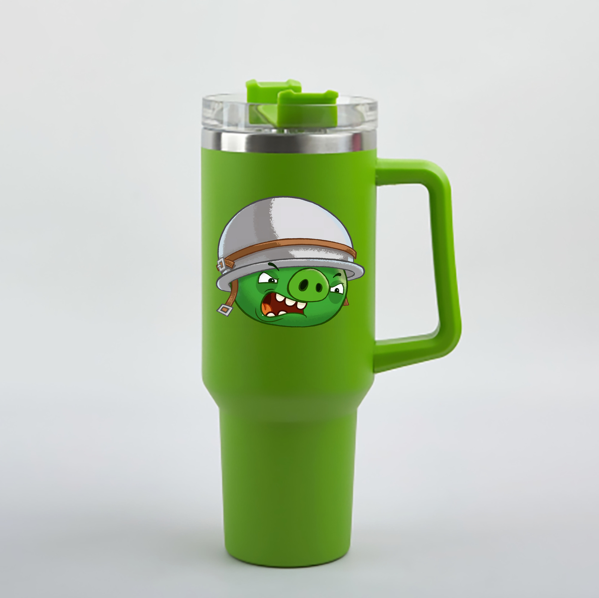 （画像用） Angry Birds アングリーバード 1200mL車用タンブラー - クリスタルステッカー（プラスチックストロー付き）